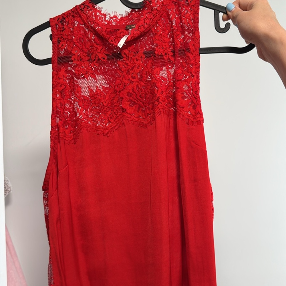 Free people blouse red lace size small